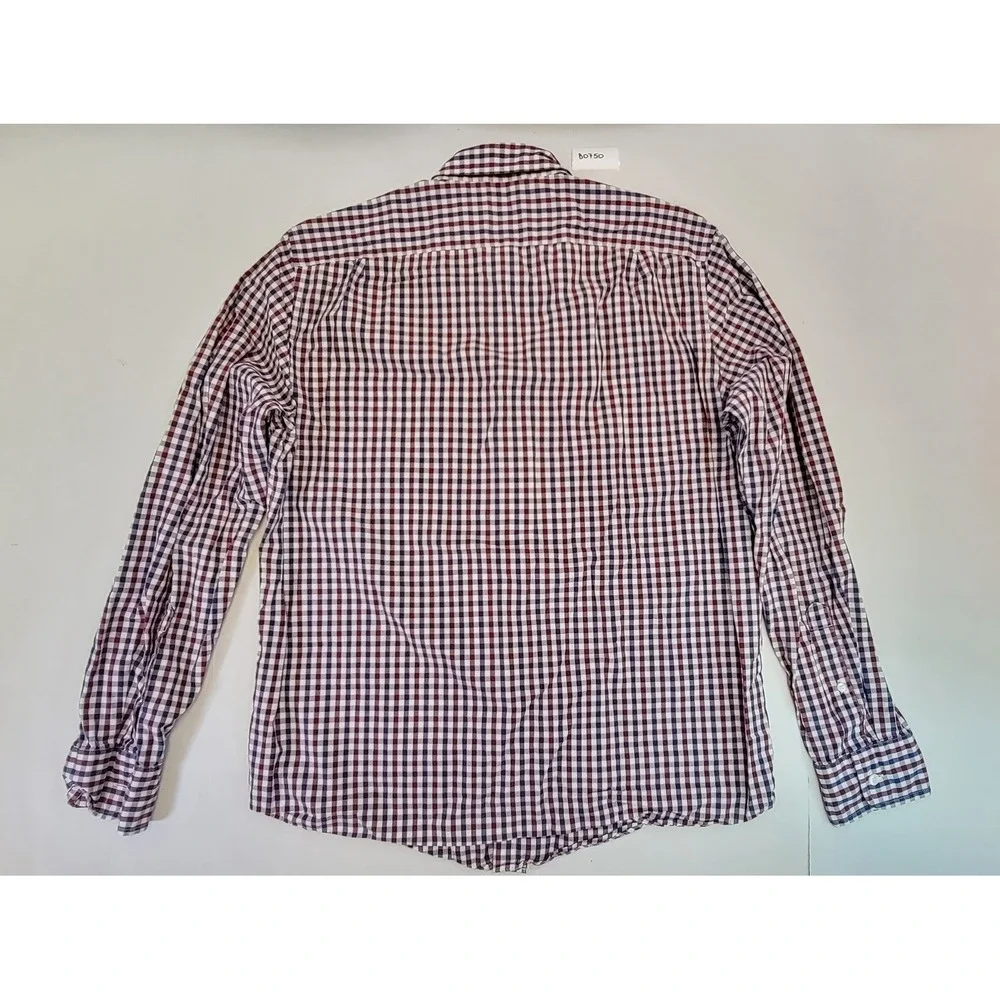 J Crew Slim Fit Mens Gingham Button Down Shirt Red Blue White‎ Long Sleeve L